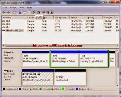 Primary partition and unalocated space of pen drive