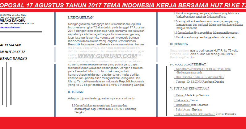 Proposal 17 Agustus 2019 Doc Tema SDM Unggul, Indonesia 