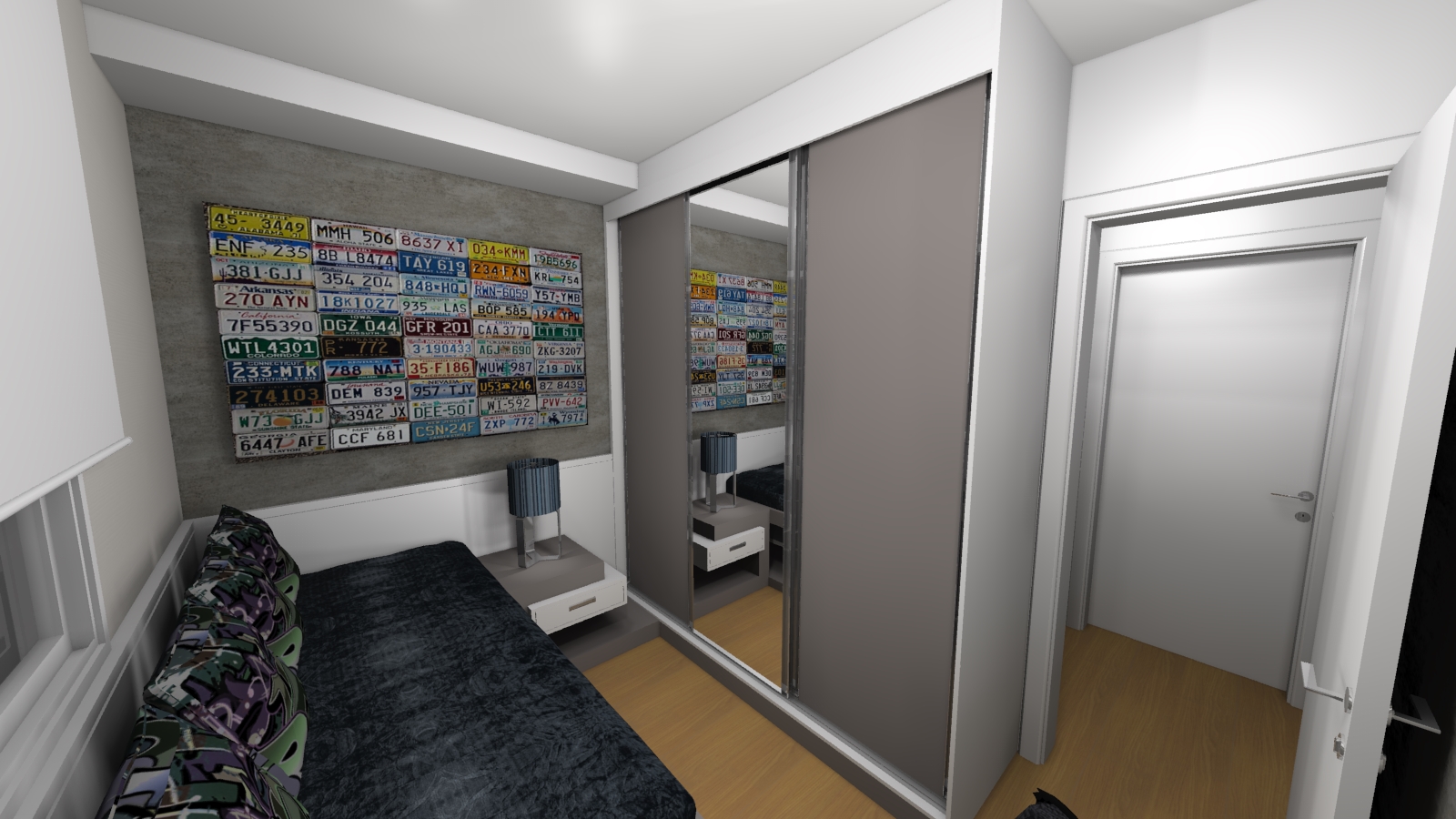 A1 QUARTO SUITE DORMITÓRIO MENINO PEQUENA APARTAMENTO MODERNA CINZA.