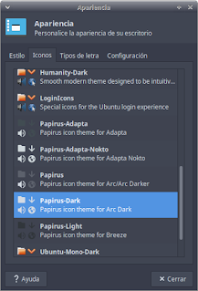 Apariencias de iconos en xfce