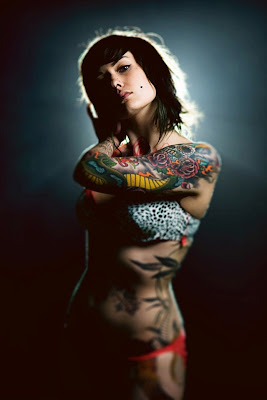 model with tribal tattoo