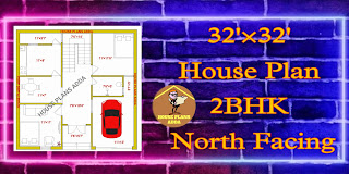 32' by 32' 2bhk house plan with parking