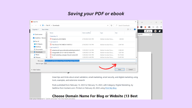 Saving your PDF or ebook