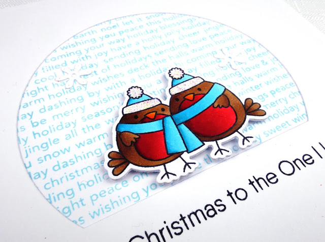 Christmas card for the one I love with cute robin pair (image from MFT)