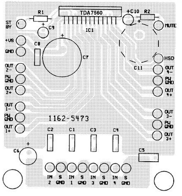 pcb layout TDA7560 Audio Amplifier 4x50W