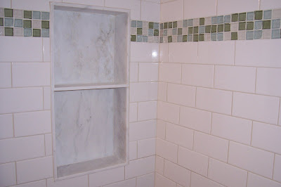 Glass Subway Tile on Current Bath Tile Is White Subway Tile With Recycled Glass Accent And