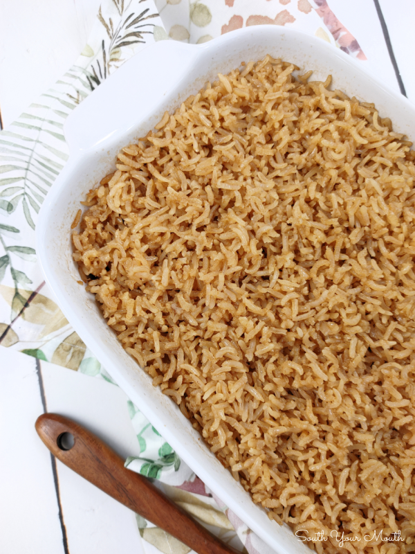 Mama’s Brown Rice (Not the Healthy Kind, the Beefy, Buttery Kind!) Rice browned in butter then baked in beef consommé for an absolutely perfectly cooked recipe easy enough for weeknight meals and special enough for holiday dinners!