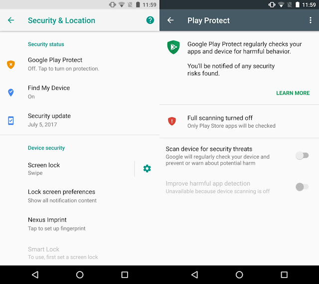 cara mengaktifkan google play protect