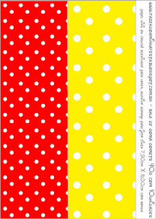 Red, Yellow and Withe Polka Dots Free Printable  Labels.