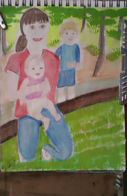 Mother-and-babies-sketch-by-gloriapoole; watercolors; 2013