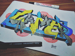 gambar grafiti 3d di kertas