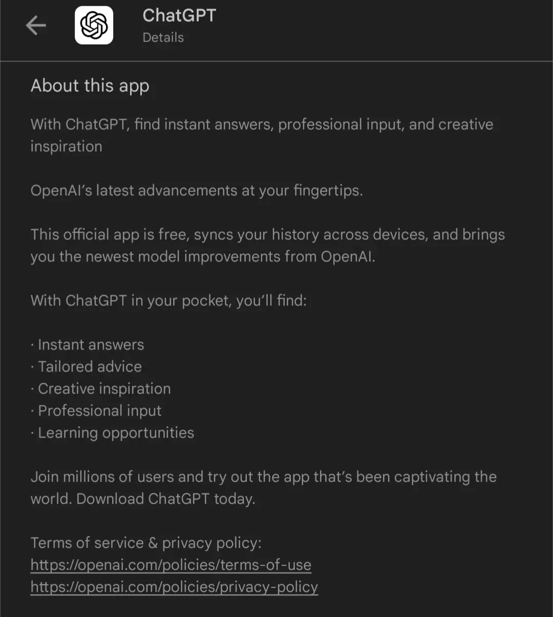 Features of ChatGPT App Android