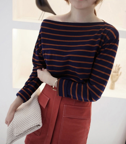 Striped Boat Neck Top