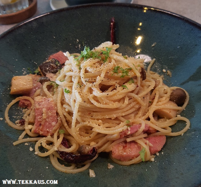 Pik Nik Menu Spicy Mala Smoked Duck Aglio Olio