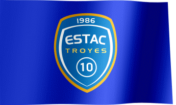 The waving fan flag of ES Troyes AC with the logo (Animated GIF)