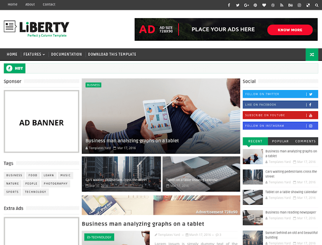 Liberty 3 Column Blogger Template