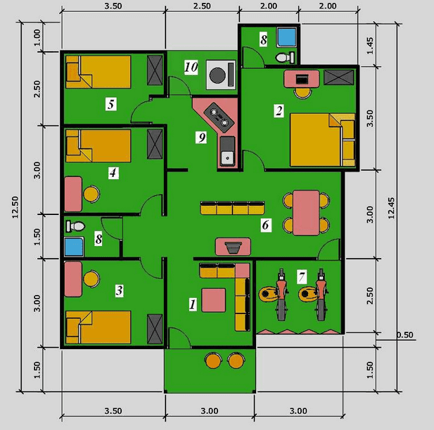 20 Contoh Gambar Denah Rumah Minimalis 3 Kamar Tidur Masa 