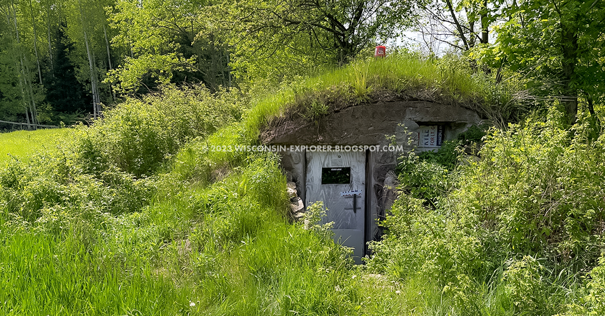 root cellar built into grassy hill