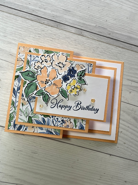 Double -Z fold floral greeting card using Stampin' Up! Hand-Penned Stamp Set