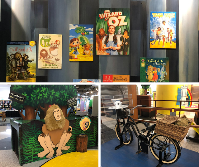 The Wizard of Oz exhibit includes Miss Gulch's bike complete with Toto in the basket and a visit with Cowardly Lion.