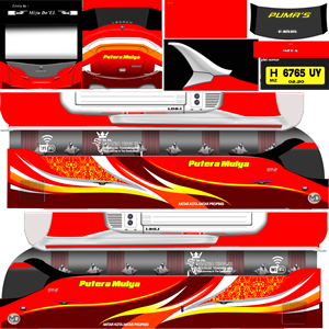 Livery Bussid XHD Putera Mulya Merah