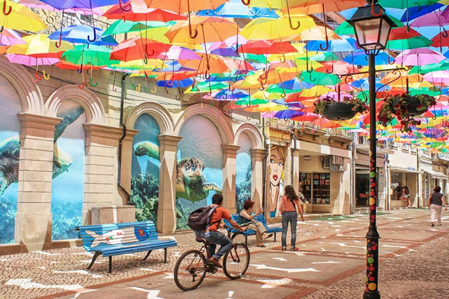 Umbrella street in Agueda, Portugal