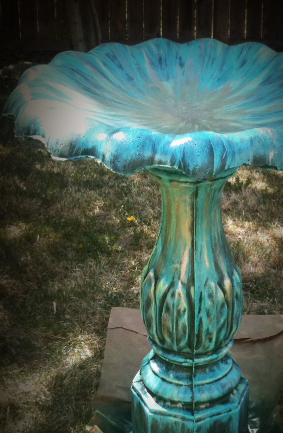 Fine Fettle: Faux Finish Tutorial: Verdigris Birdbath