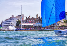 J/80 finishing off Royal Yacht Squadron's famous Cowes finish line