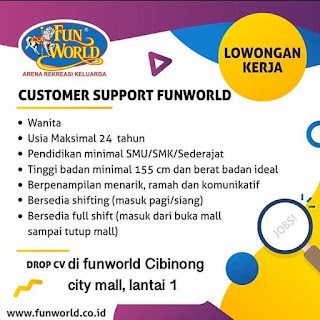 Lowongan Kerja Fun World Sebagai Customer Support Funworld Cibinong