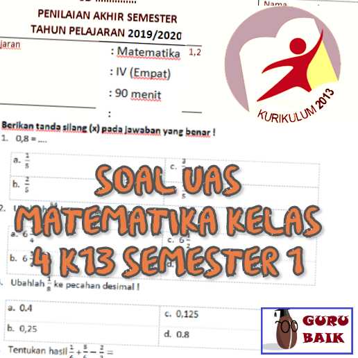 Soal Mtk Kelas 4 Sd Semester 1 Dan Kunci Jawaban