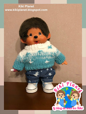kiki Monchhichi handmade fait main tricot knitting clothes doll poupée frozen