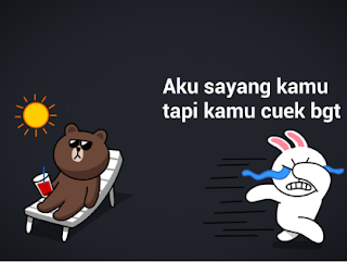 Gambar komik Line brown cony bahagia galau dp bbm lucu