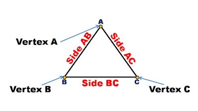 Position of vertices and sides of triangle.