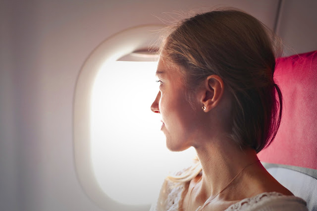 A female airport traveller