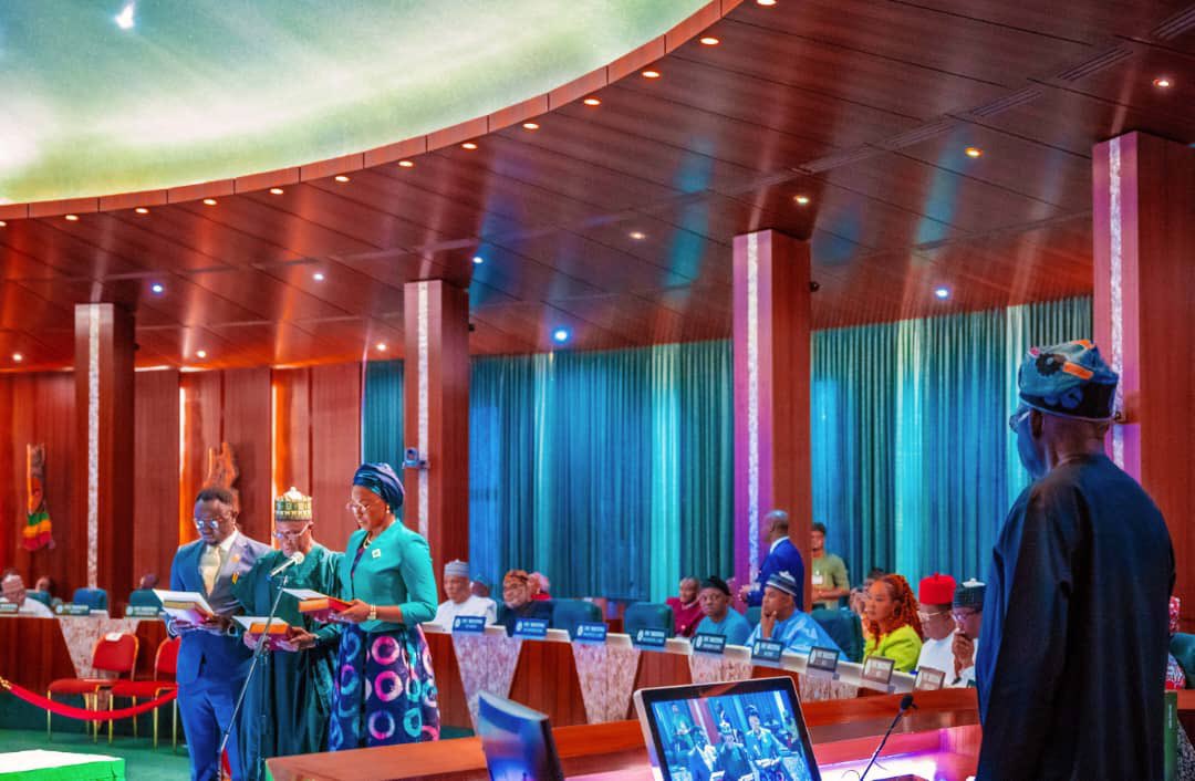 President Asiwaju Bola Ahmed Tinubu swears in three (3) new Ministers at the Federal Executive Council (FEC) Meeting at the State House, Abuja on Monday 16 October, 2023