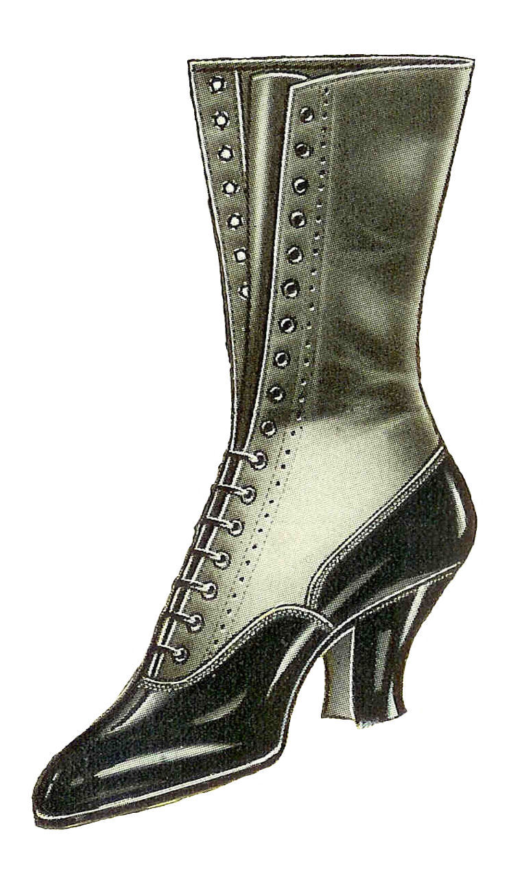 Vintage Shoe Clip Art: Vintage Fashion Clip Art of 1915 Woman's Boot