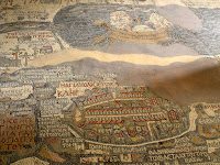 Jordania; Jordan; الأردنّ; Al-’Urdunn; Jordanie; Madaba; مادبا; Medeba; Mosaico; Mapa de Jerusalén y Tierra Santa; Iglesia de San Jorge