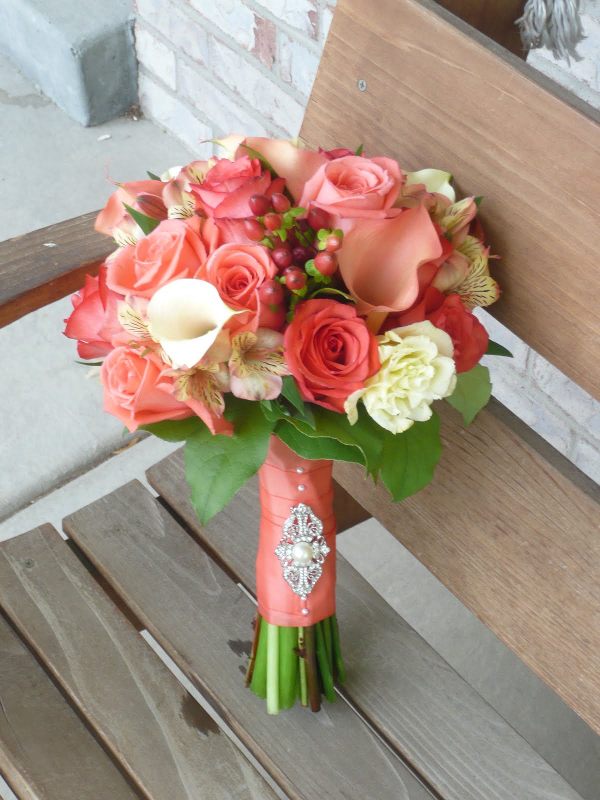 wedding bouquets with coral flowers