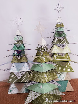 Adventskalender "Drei Tannen" aus Origami-Stern-Dosen Stampin' Up! www.eris-kreativwerkstatt.blogspot.de