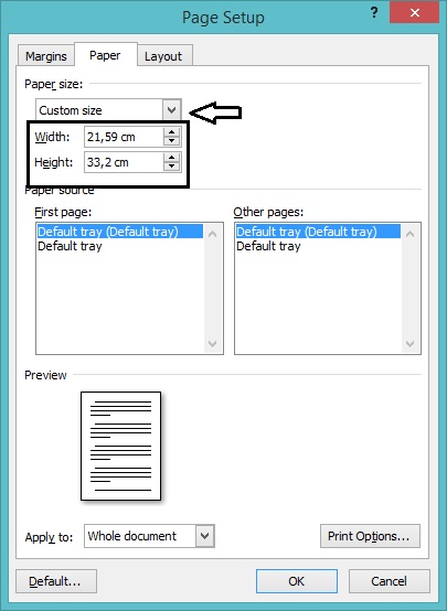 mengatur ukuran kertas di word