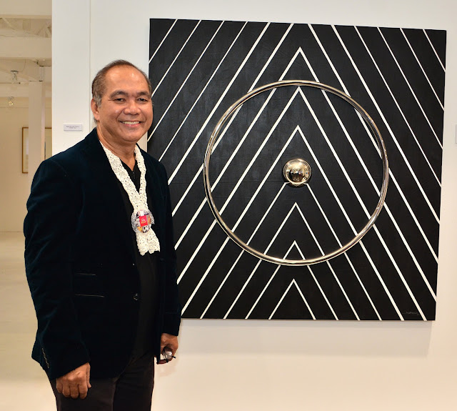 Joe Datuin with his artwork "Homage to Frank Stella"