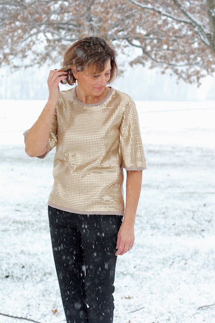 Butterick 6175  from Style Maker Fabrics' Sequin Knit - in the snow