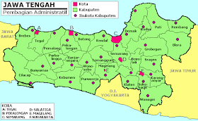 Peta letak kabupaten dan kota di Jawa Tengah