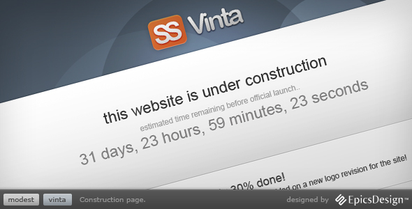 Vinta SS - Under Construction Page - ThemeForest Item for Sale