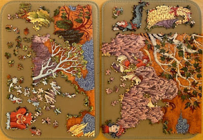 Garden of Sun Signs jigsaw puzzle working in smaller parts
