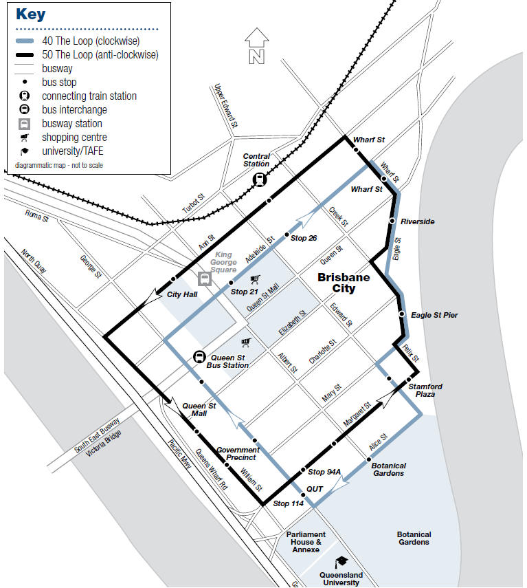 Brisbane-city-public-transport-free-loop-bus-services-routes-timetables-map-travel