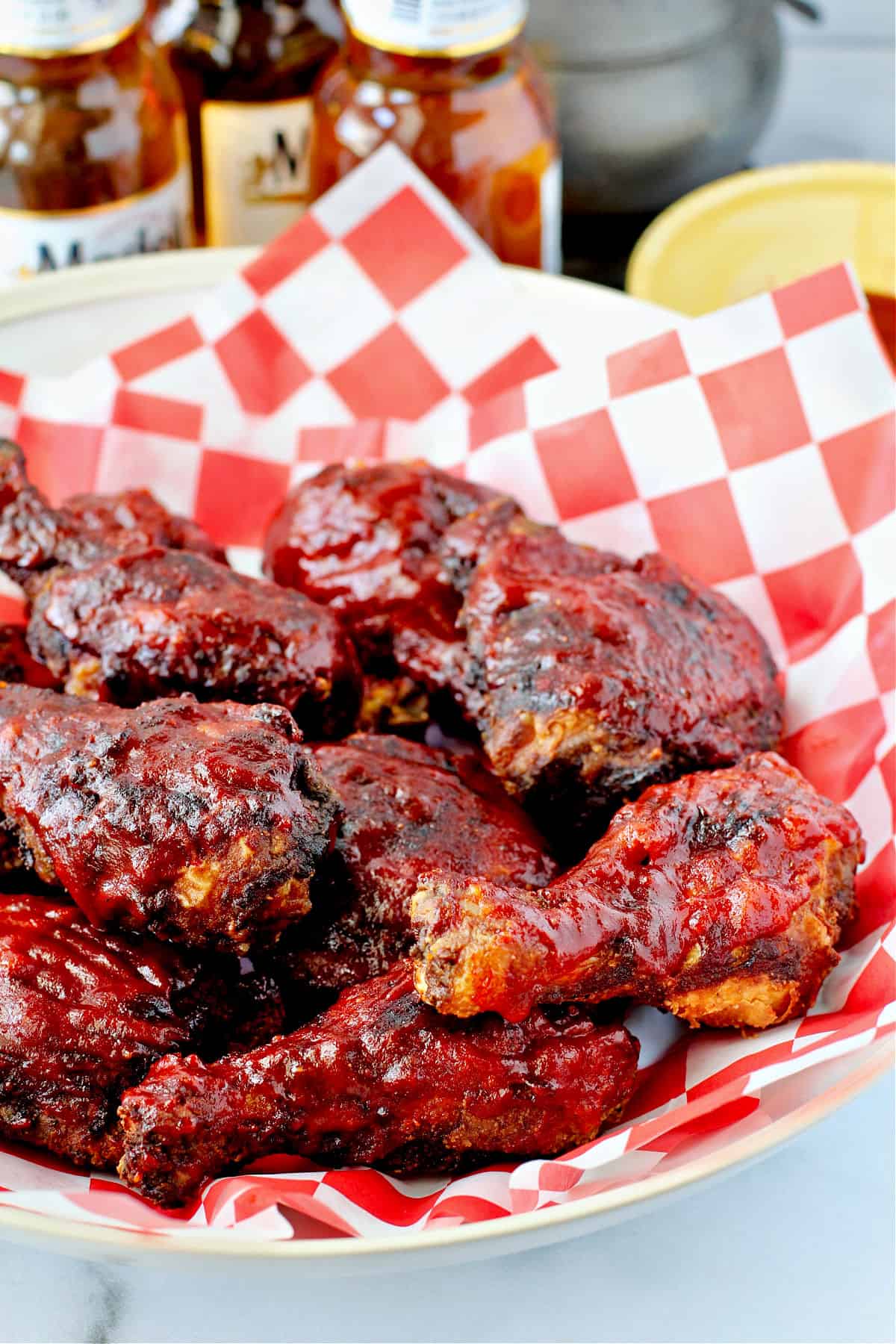 Dirty Fried Chicken legs in a large serving bowl.