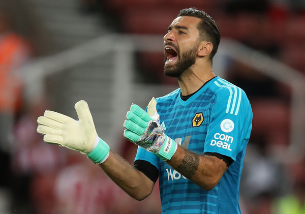 Rui Patricio of Wolverhampton Wanderers shouts instructions during the pre-season friendly match between Stoke City and Wolverhampton Wanderers at the Bet365 Stadium on July 25, 2018 in Stoke on Trent, England.