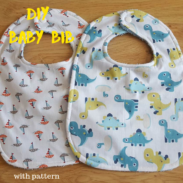 DIY large towel backed baby bib - with pattern