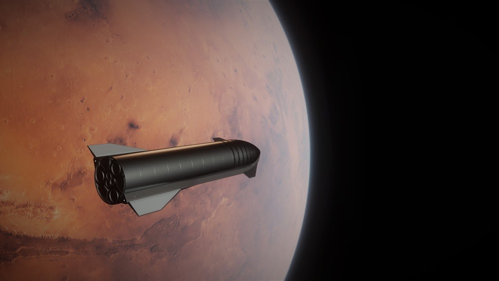 SpaceX Starship approaching Mars by Dale Rutherford
